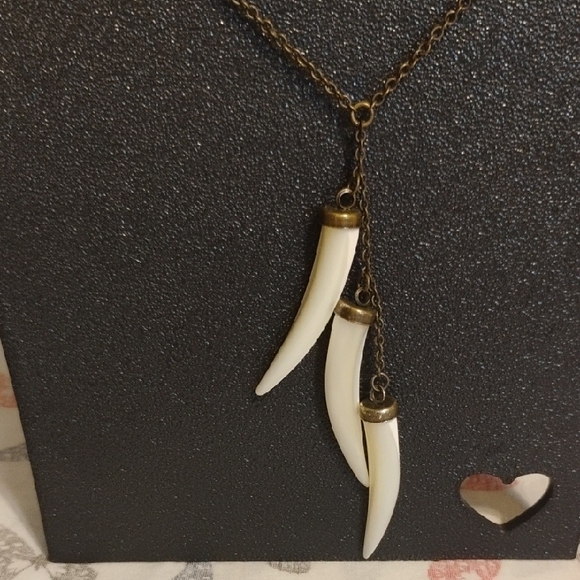 🐘 Copper Necklace w/ Faux Tusks ✨ Boho Statement - Picture 2 of 3